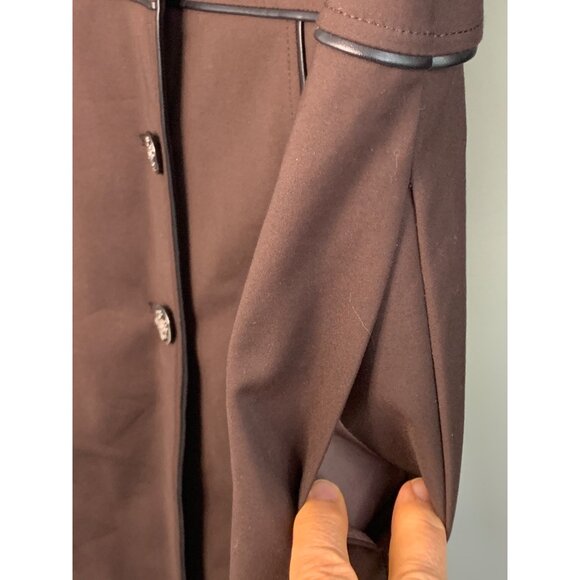White House Black Market Women's Brown Long Coat XL EUC Button Lined 7246 - Picture 9 of 12